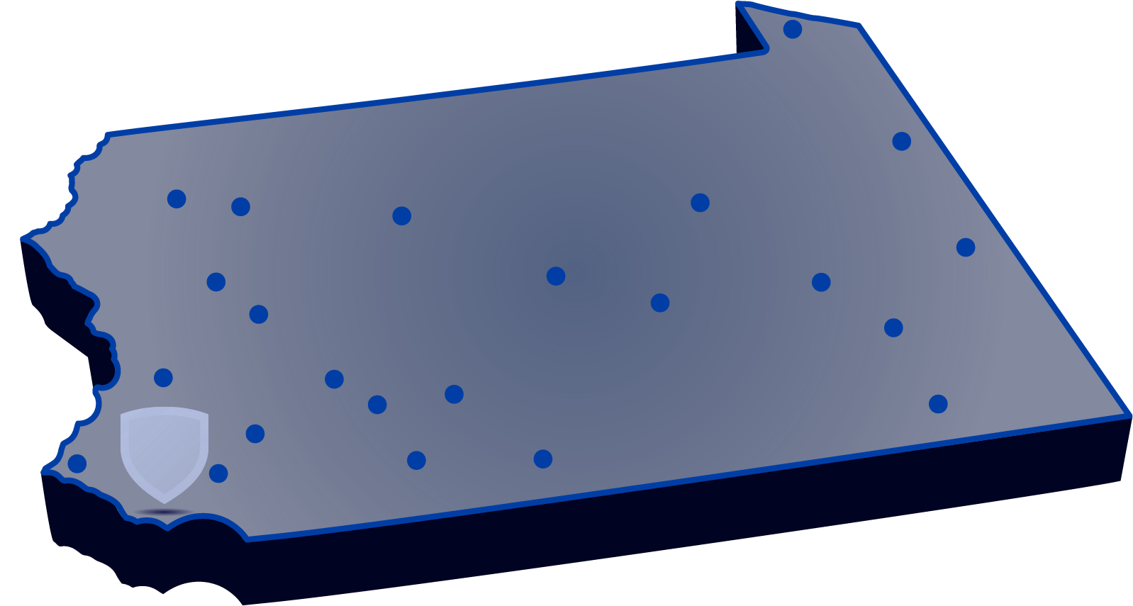 Penn State Brandywine highlighted on a map of campuses across the state of 宾西法尼亚